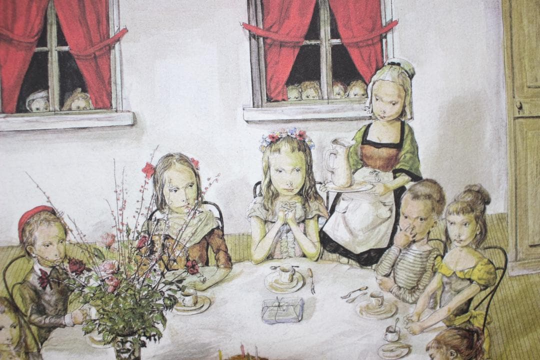 藤田嗣治 エスタンプリトグラフ「誕生日」 75部限定 45/75