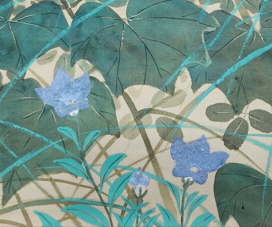 【芙蓉に鳥図】三尾呉石 2692 桔梗 女郎花 秋草 掛け軸 肉筆