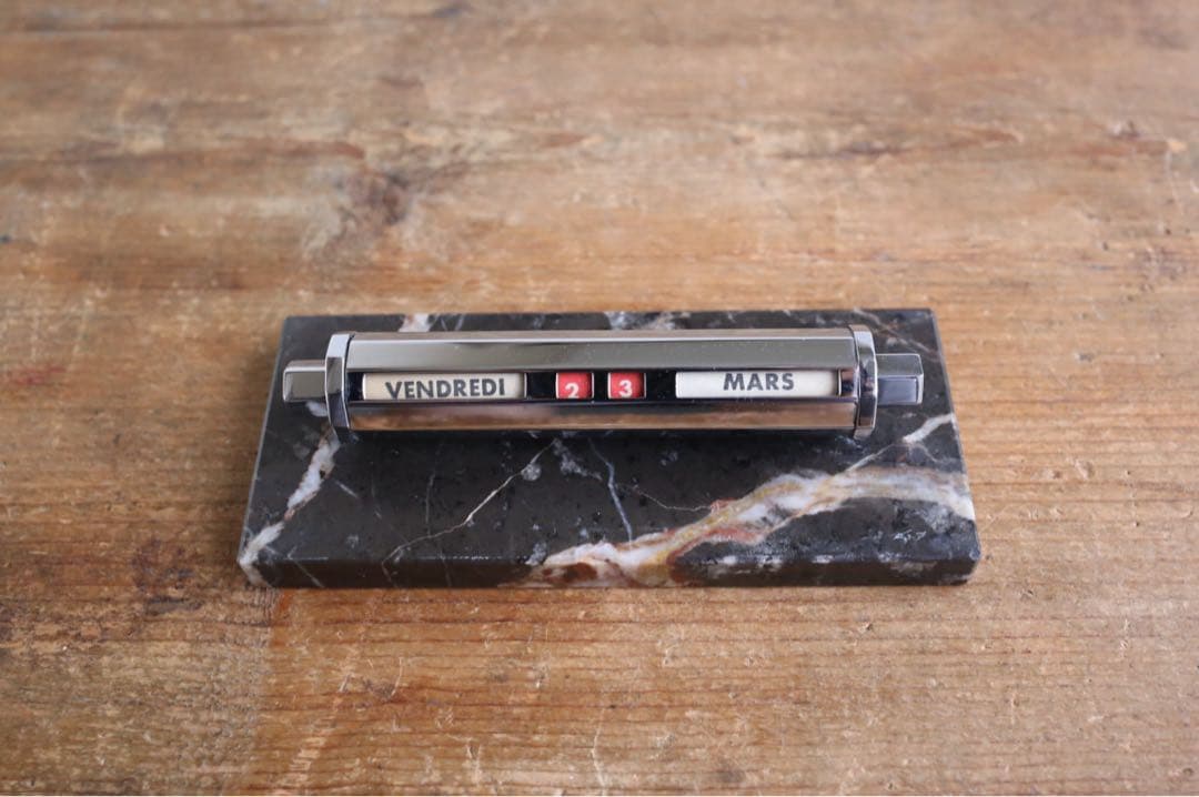 卓上万年カレンダー　フランス ヴィンテージ 『GOLD STARRY』大理石