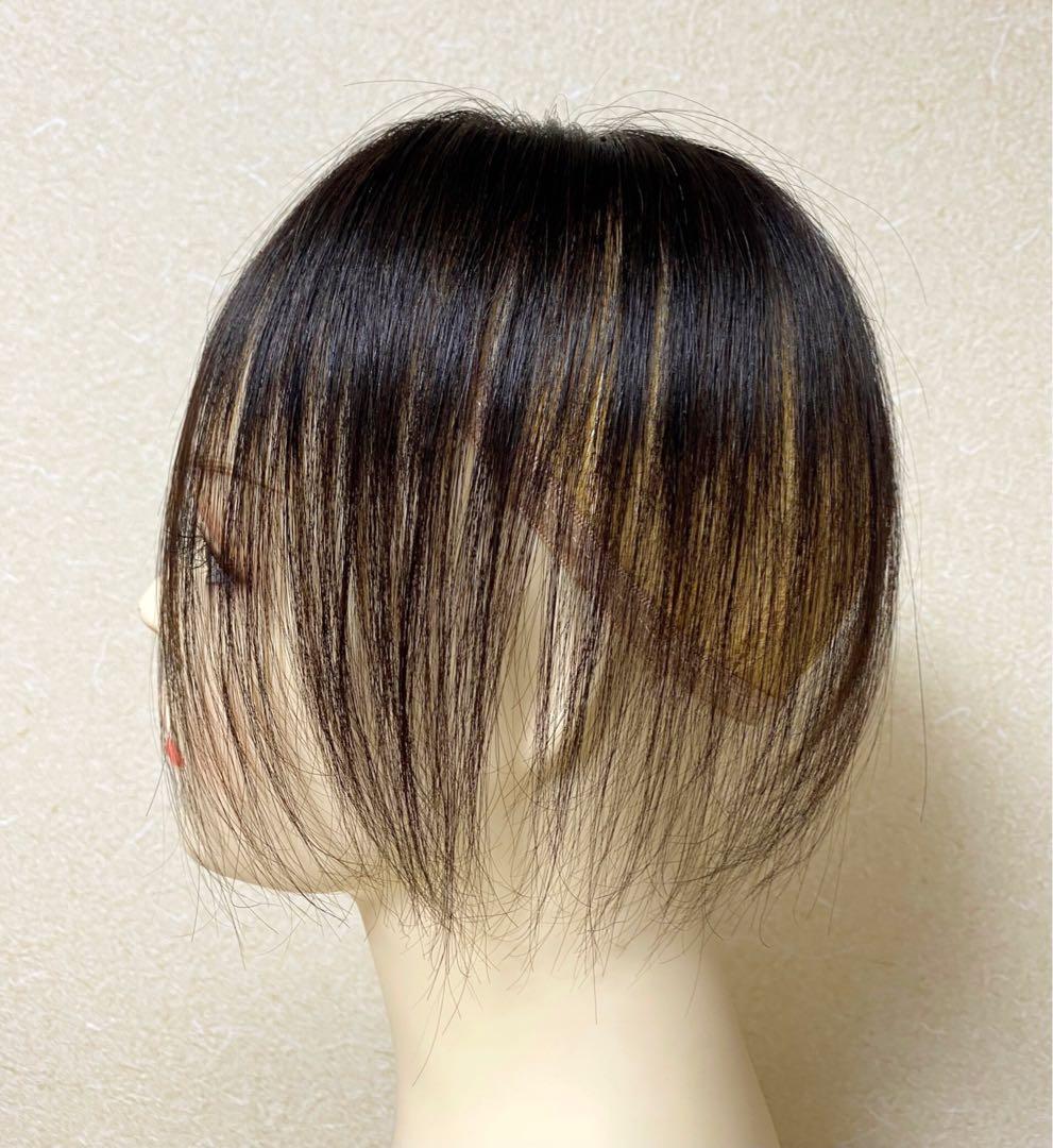 人毛100% ヘアピース【シルクスキン】つむじ用　自然な黒　ポイントウィッグ