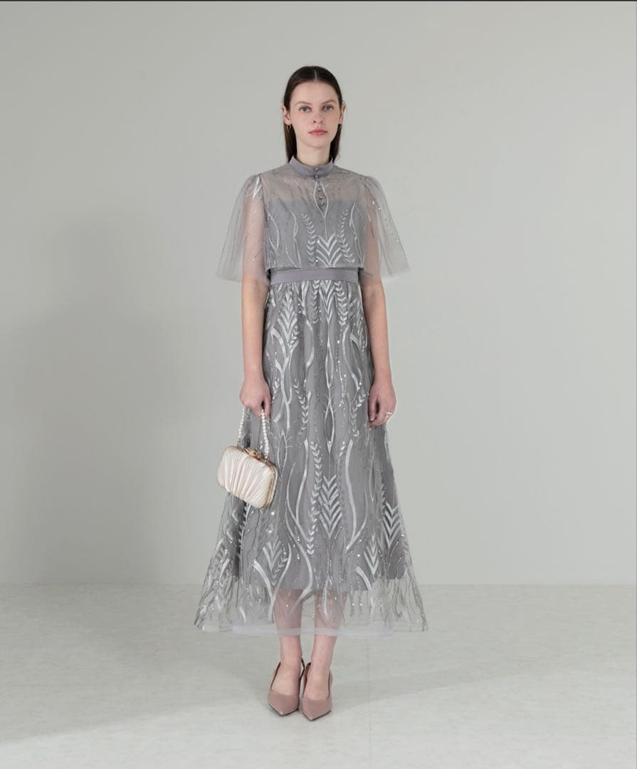 ボレロチュールレース刺繍セットアップワンピース