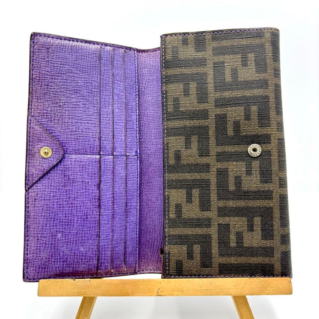 FENDI ズッカ　長財布　PVC パープル　レザー　折り財布　ズッキーノ　ロゴ