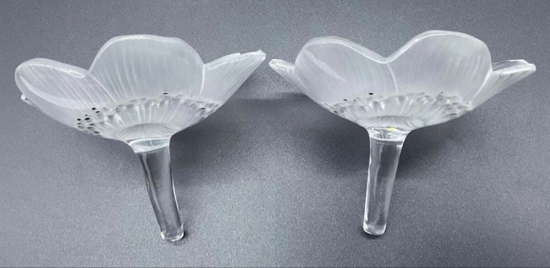 ペア 2つセット ルネ ラリック ペーパーウェイト ガラス細工 アネモネ
