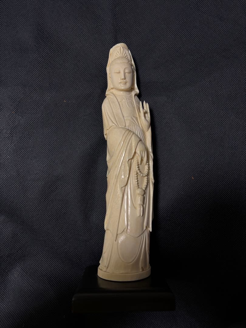 極上古美術品　マンモス　観音菩薩立像 531g 27cm