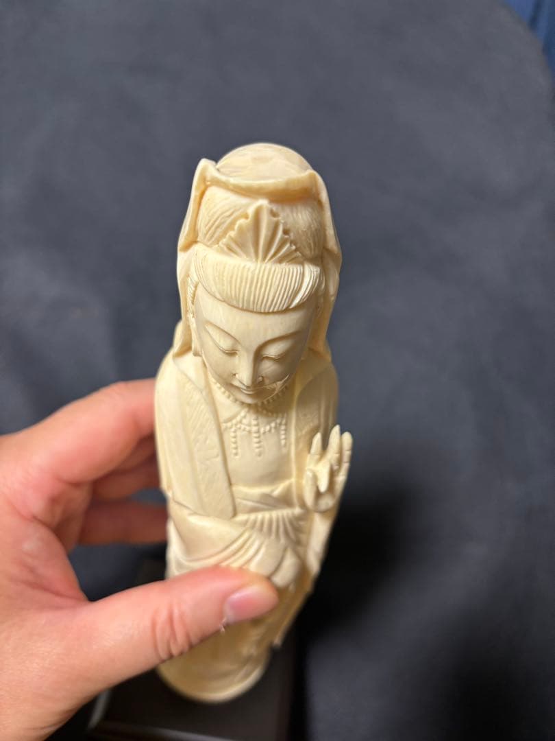 極上古美術品　マンモス　観音菩薩立像 531g 27cm