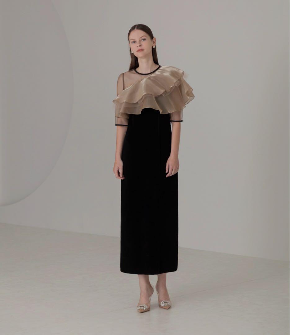 LEJA】 アシンメトリーティアードフリル3WAYベロア