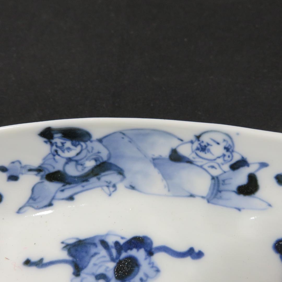 向付 変形皿 小皿 染付 七福神 銘 明治 大正 昭和初期 5客 その1