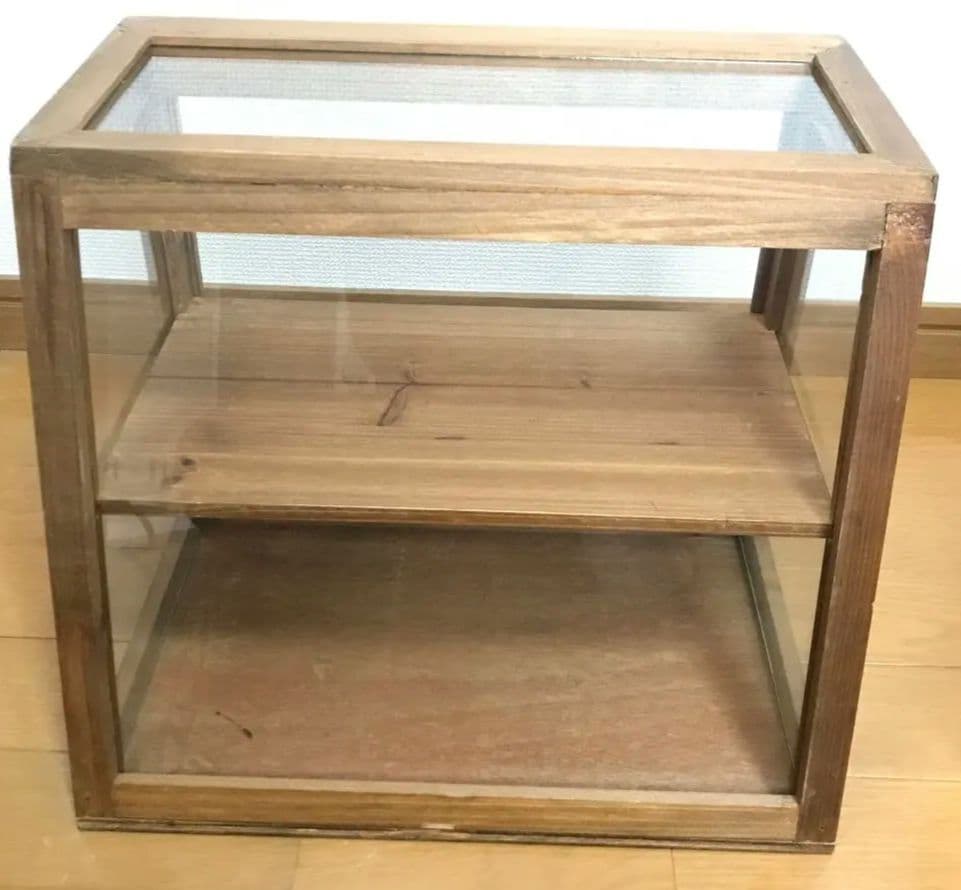 専用リサイクルウッド カウンターキャビネット ガラスケース ショーケース サリュ