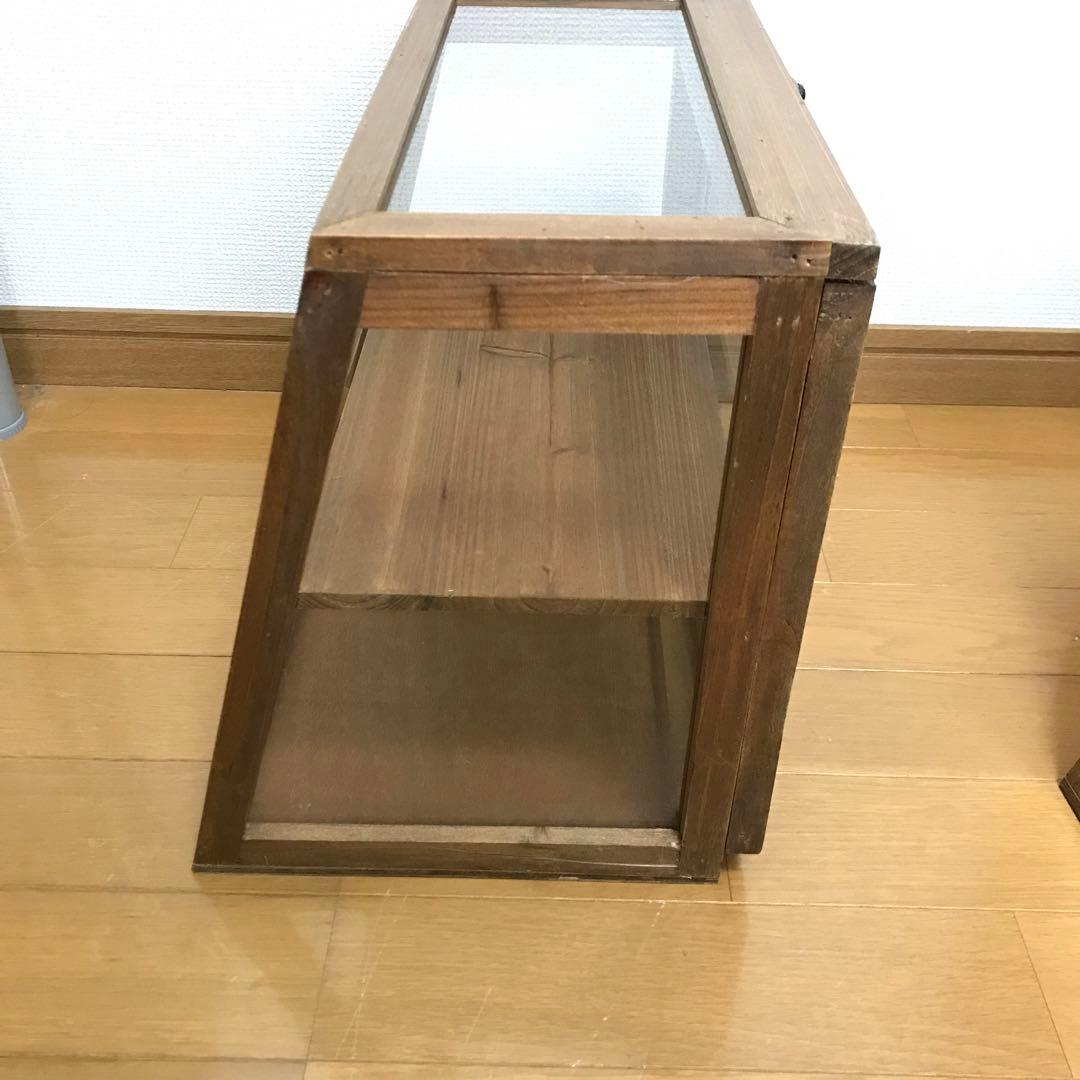 専用リサイクルウッド カウンターキャビネット ガラスケース ショーケース サリュ