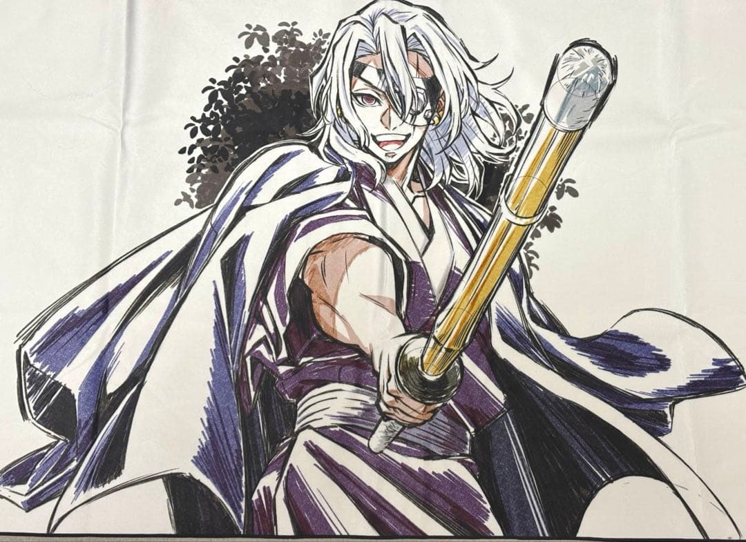 【未使用】柱展　鬼滅の刃 天元 宇髄 柱描き下ろしイラスト　大判タオル