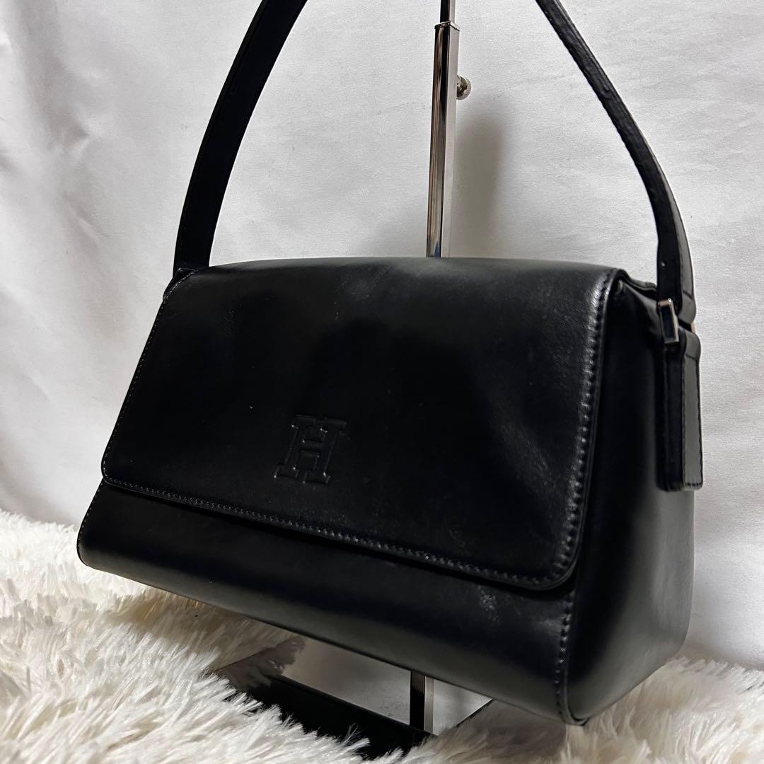 美品 HIROFU ベリーナ　フォーマル　ハンドバッグ レザー　ブラック　肩がけ