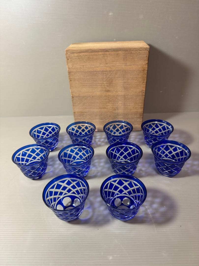 2879 色被切子冷茶グラス　10客　未使用