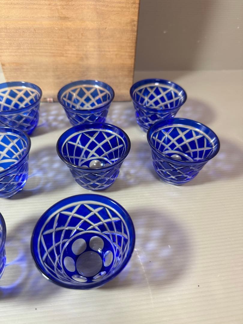 2879 色被切子冷茶グラス　10客　未使用