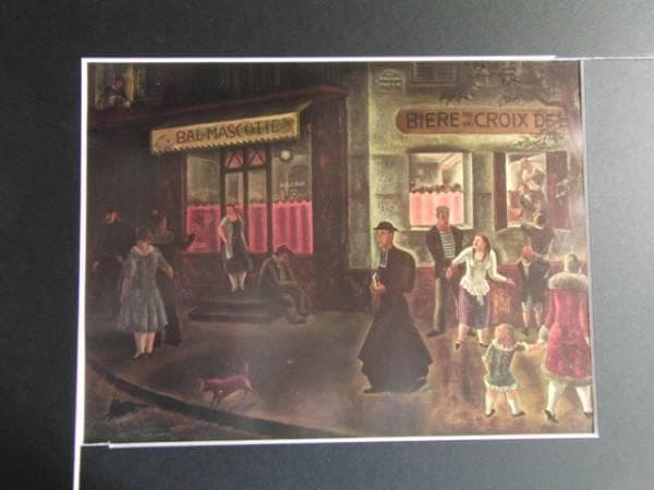 清水登之、パリ夜街、希少画集画、新品額装付、状態良好