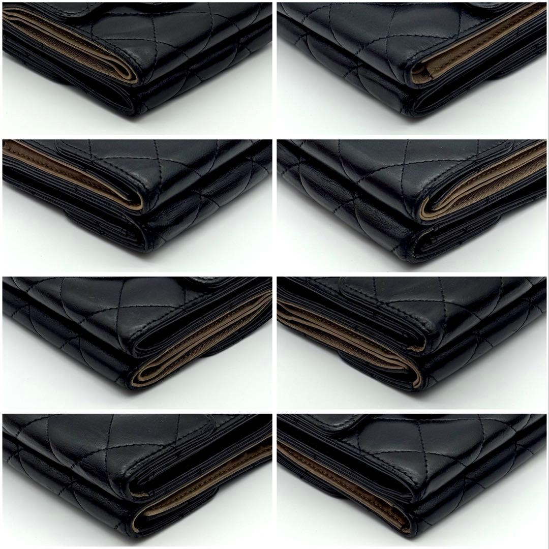 CHANEL シャネル マトラッセ ラムスキン 三つ折り財布 Wホック