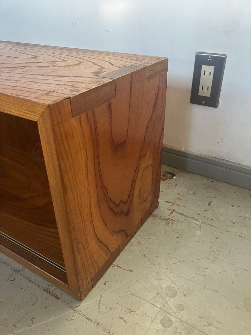 ジャパンヴィンテージ　ガラス棚　無垢材　古道具