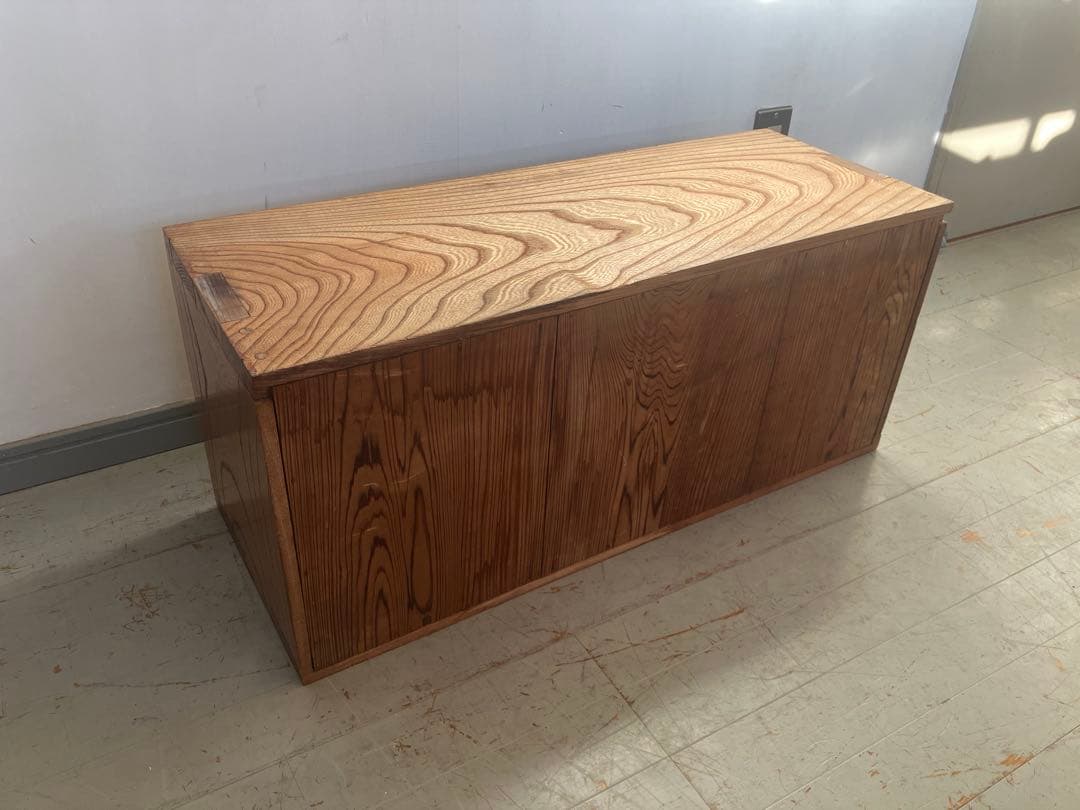 ジャパンヴィンテージ　ガラス棚　無垢材　古道具