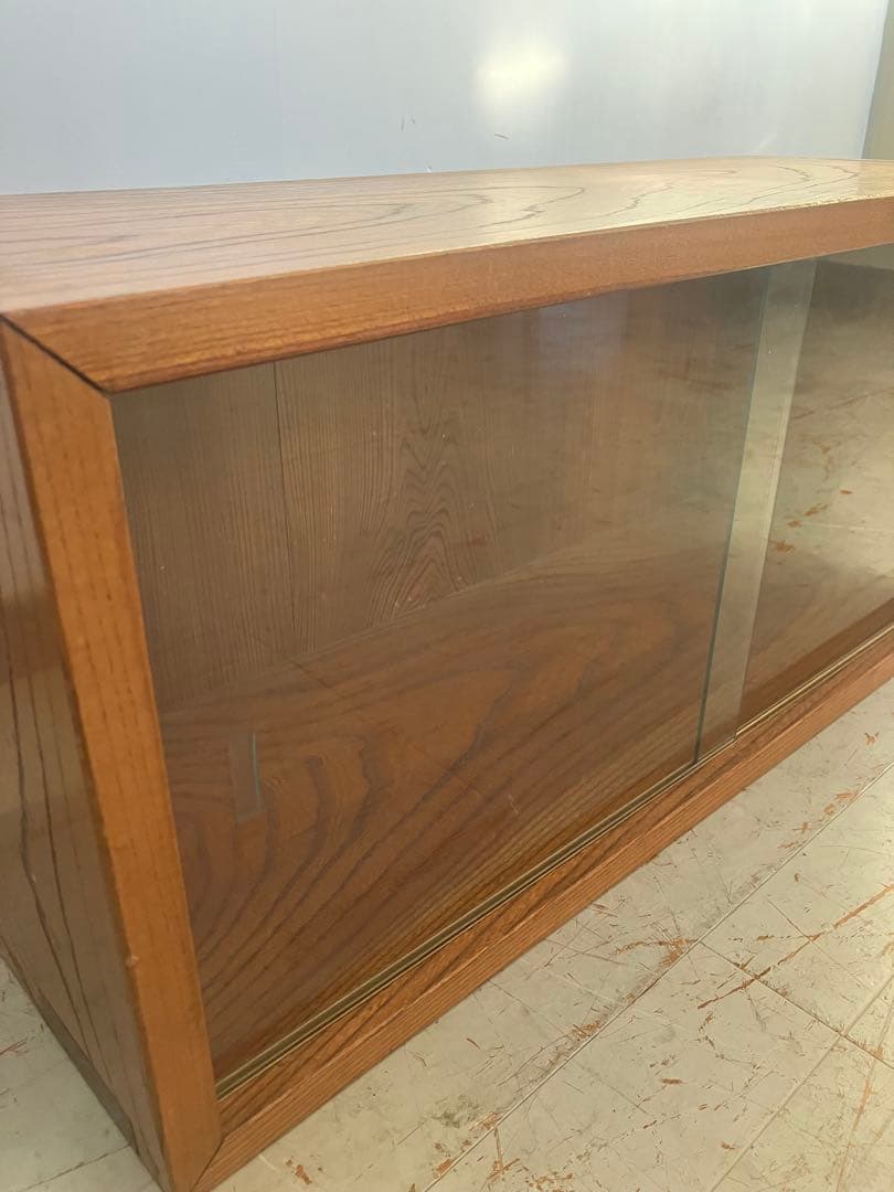 ジャパンヴィンテージ　ガラス棚　無垢材　古道具