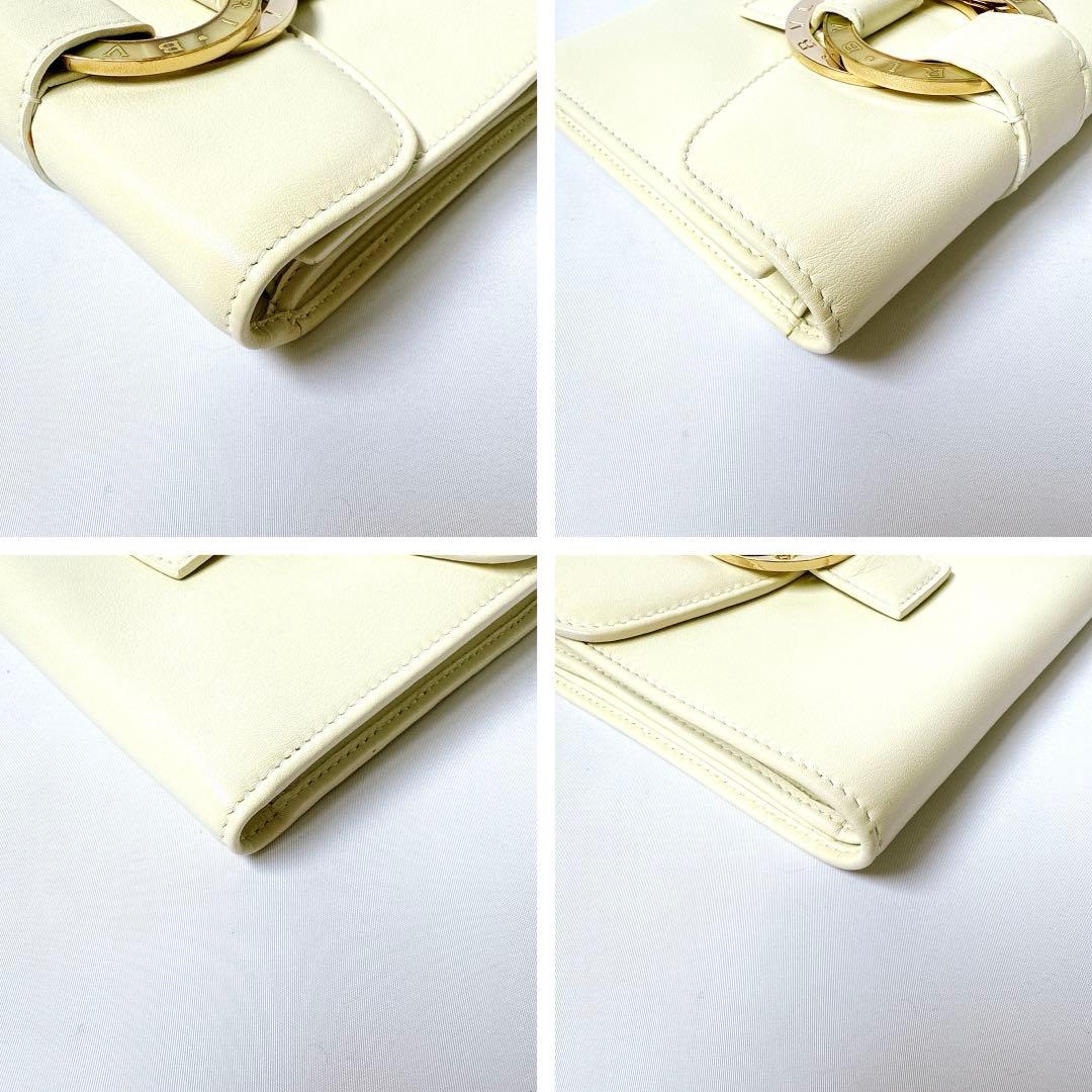 ブルガリ チャンドラ レザー 三つ折り 財布 ウォレット 小銭入れ 札入れ 白