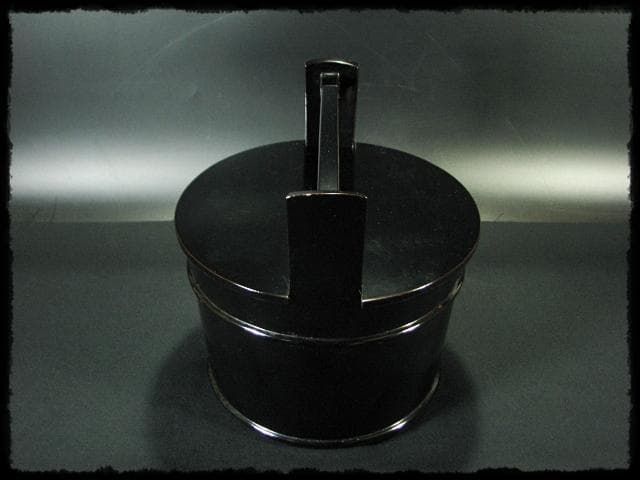 川瀬 表完 利休好 黒塗 真手桶 茶道具 f133