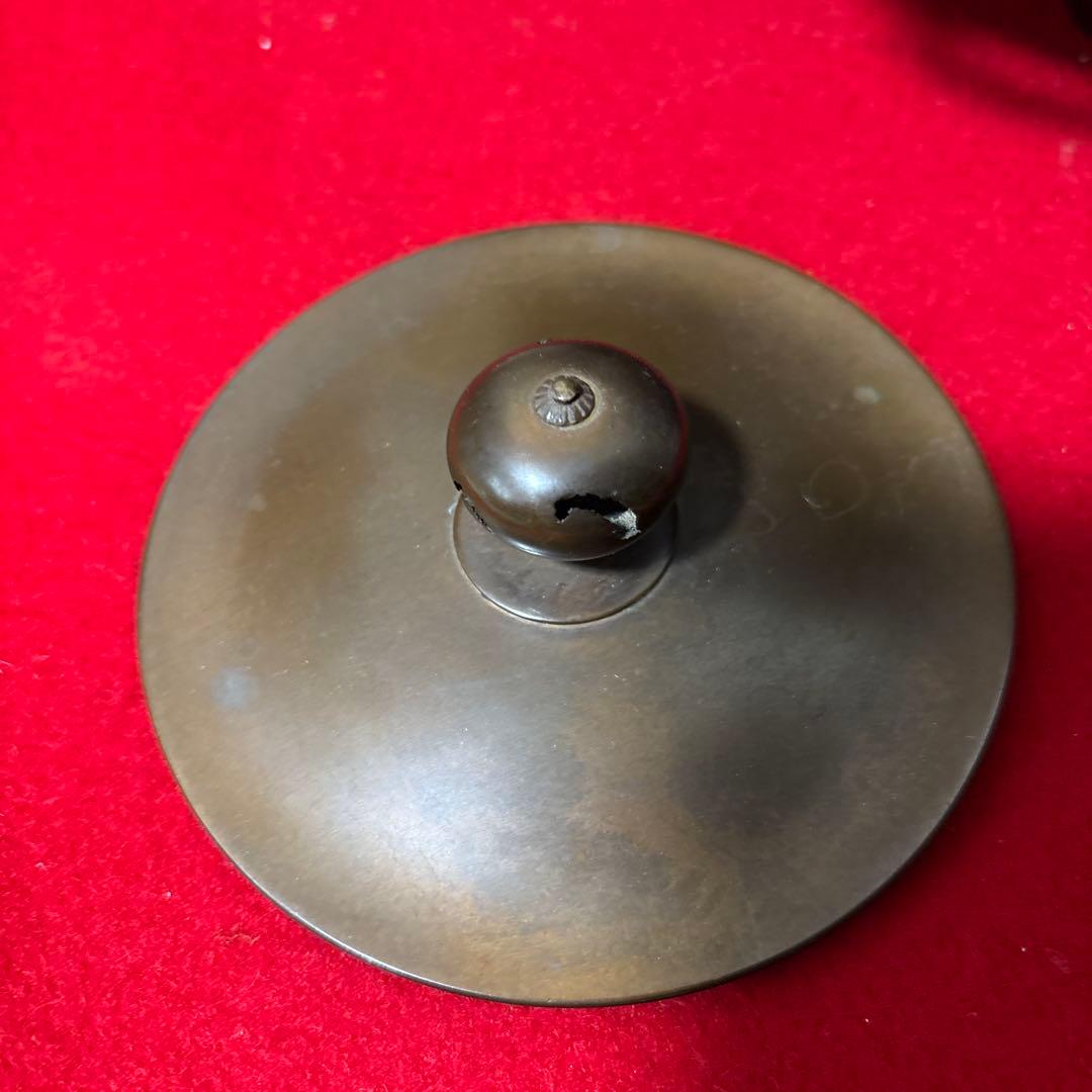 茶道具 釜 茶釜 唐銅 鬼面風炉 丸釜　底瓦あり箱付き