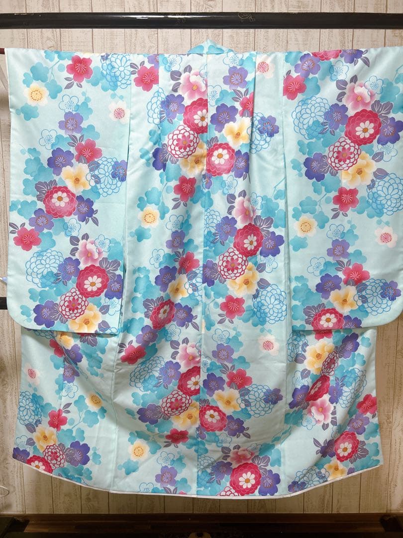 人気の水色♡七五三　7歳　女の子　セット　一式　ピンク　ゴールド　パール付帯締め