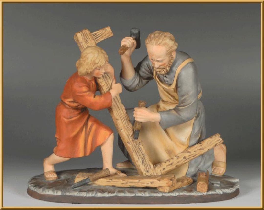 【聖父子 イエスとヨセフ 】 陶器 西洋彫刻 キリスト教美術