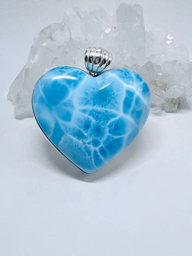 ま*あ様 高品質ラリマーハートペンダントトップシルバーアクセ天然石パワーストーン