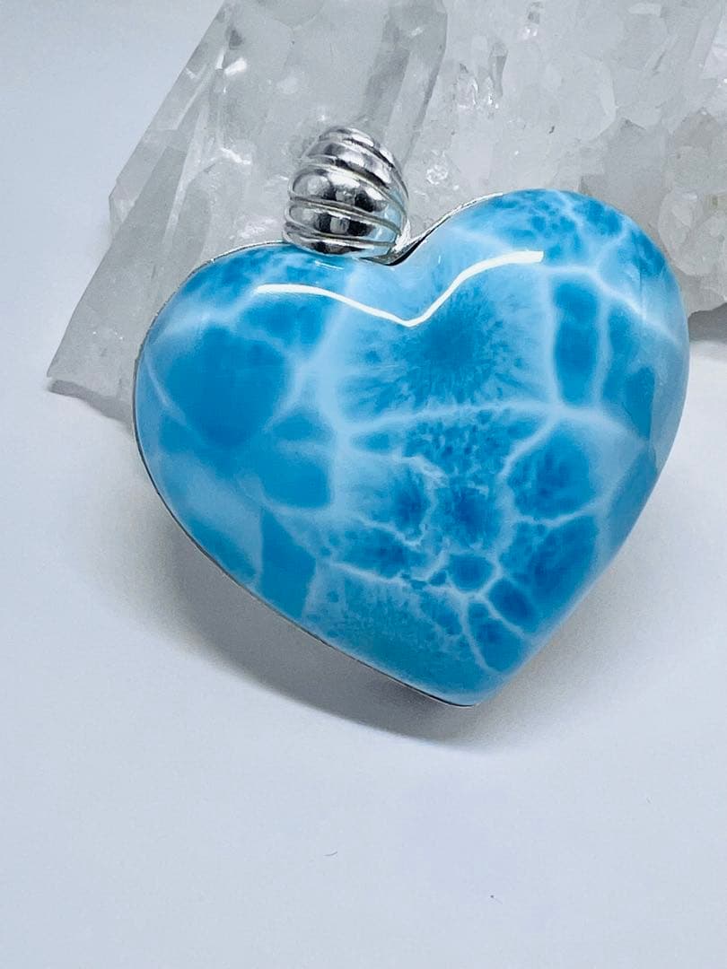 ま*あ様 高品質ラリマーハートペンダントトップシルバーアクセ天然石パワーストーン