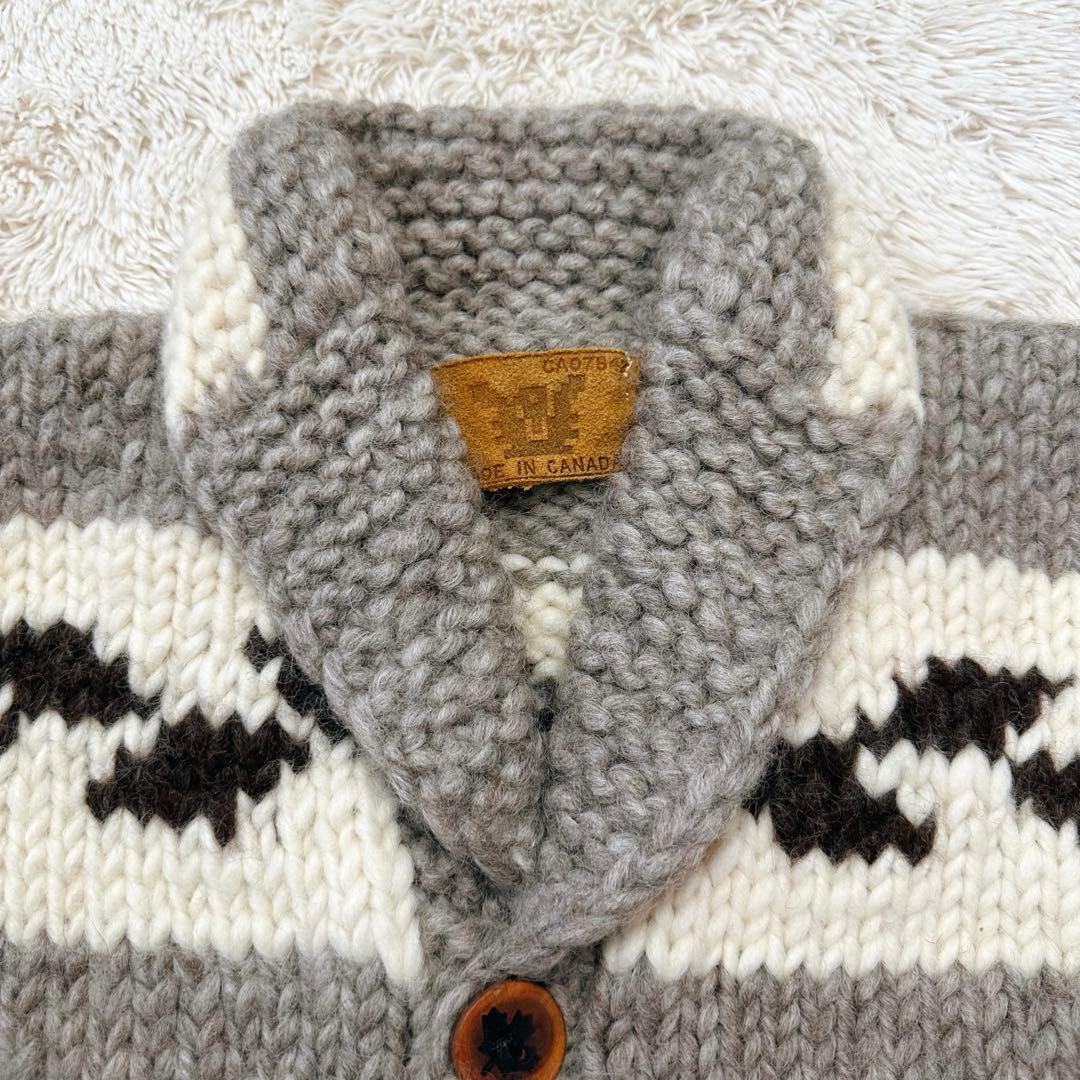 美品 希少 カナダ製 カウチンベスト メープルボタン トナカイ柄 XL相当