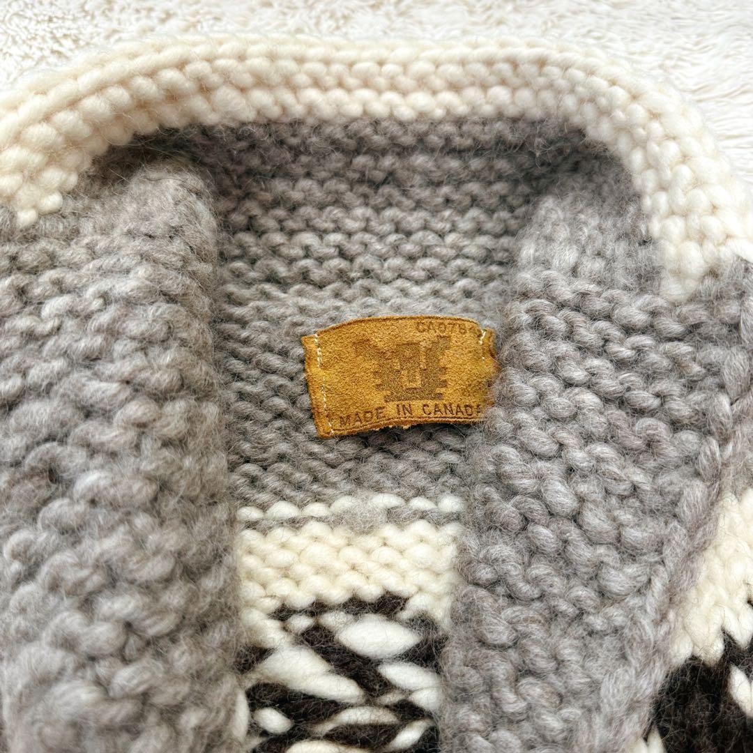 美品 希少 カナダ製 カウチンベスト メープルボタン トナカイ柄 XL相当