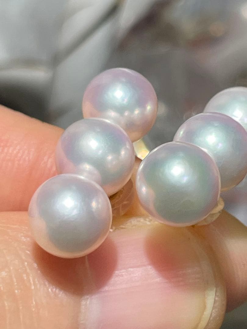 18k，akoya真珠ピアス、7.9mm，天女のレベル