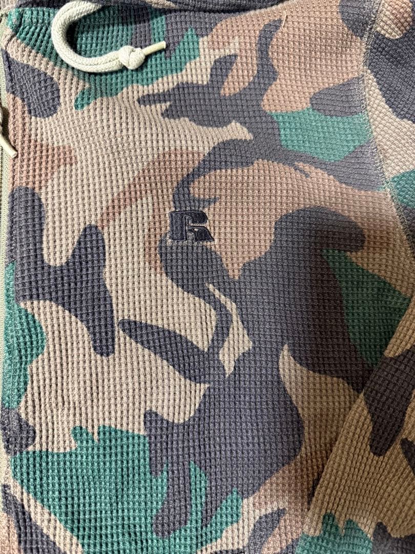 ラッセルアスレティック カモ柄　迷彩柄　サーマル　ジップパーカー