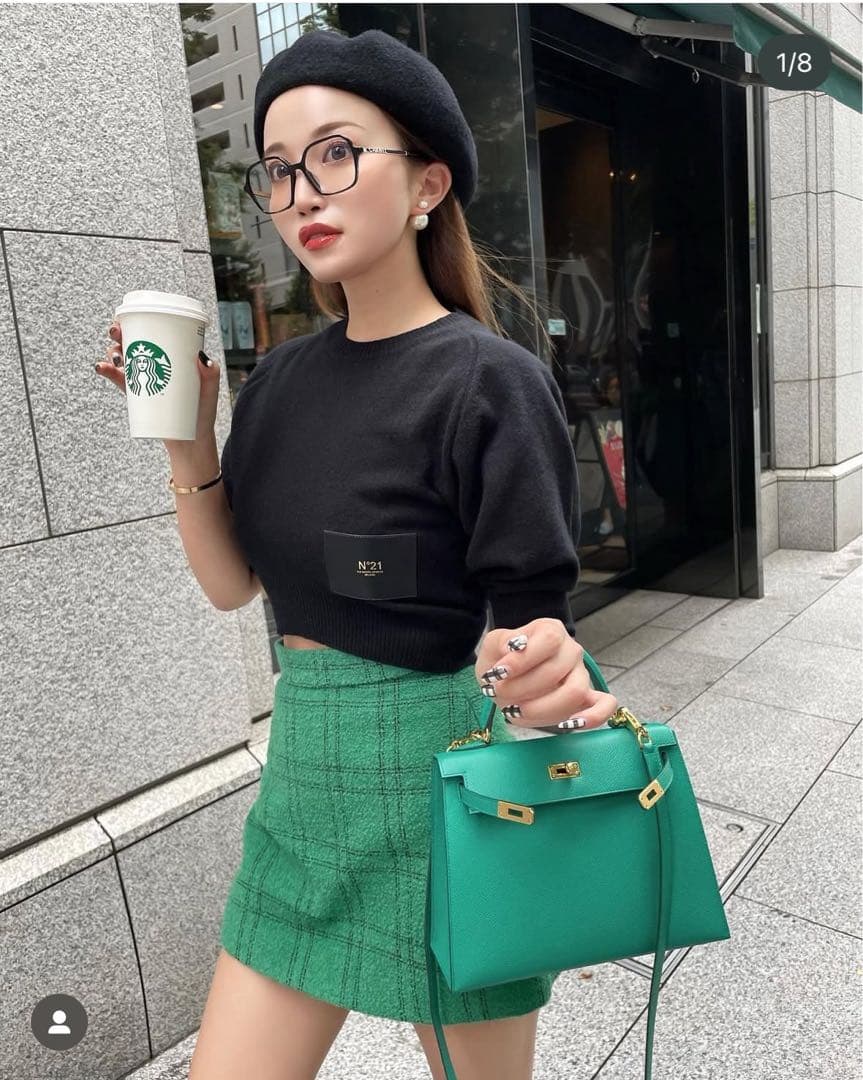 shellerシェリエツイードチェックキュロット