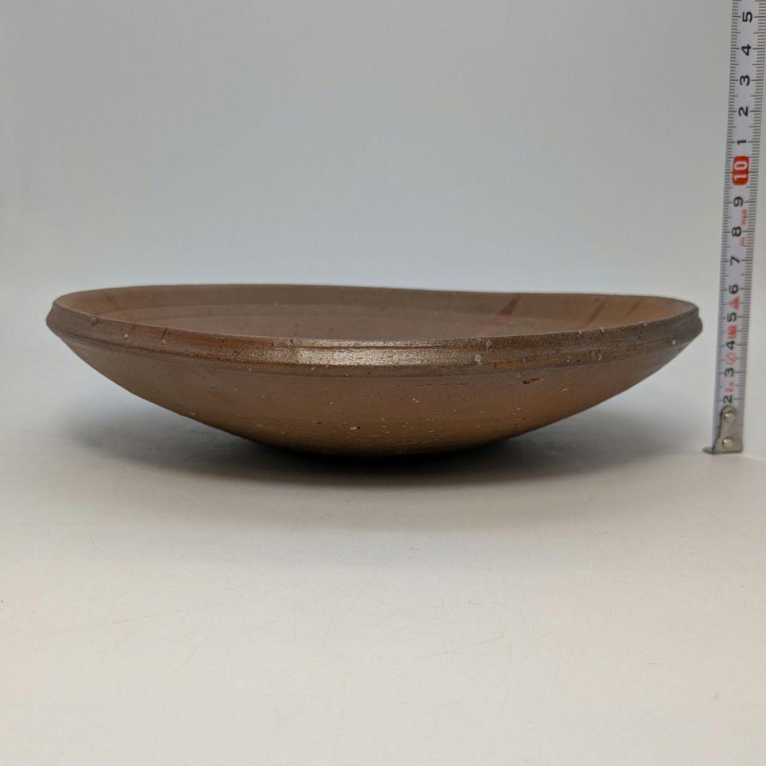 人間国宝 藤原雄 備前焼 緋襷中皿 共箱 和食器 菓子器 菓子鉢 菓子皿 皿鉢