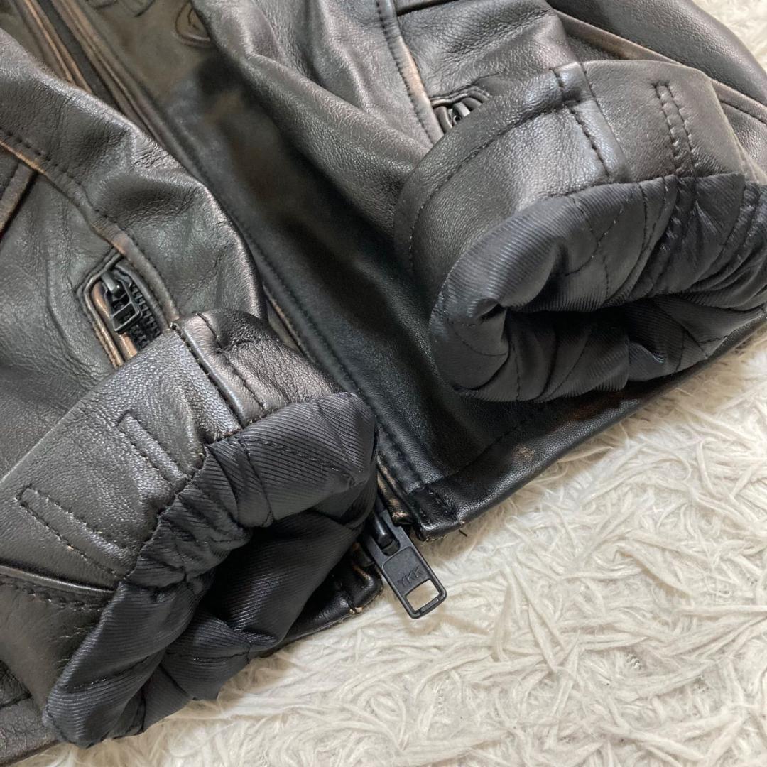 15799✨良品✨アビレックス 茶芯加工 シープスキン ライダースジャケット