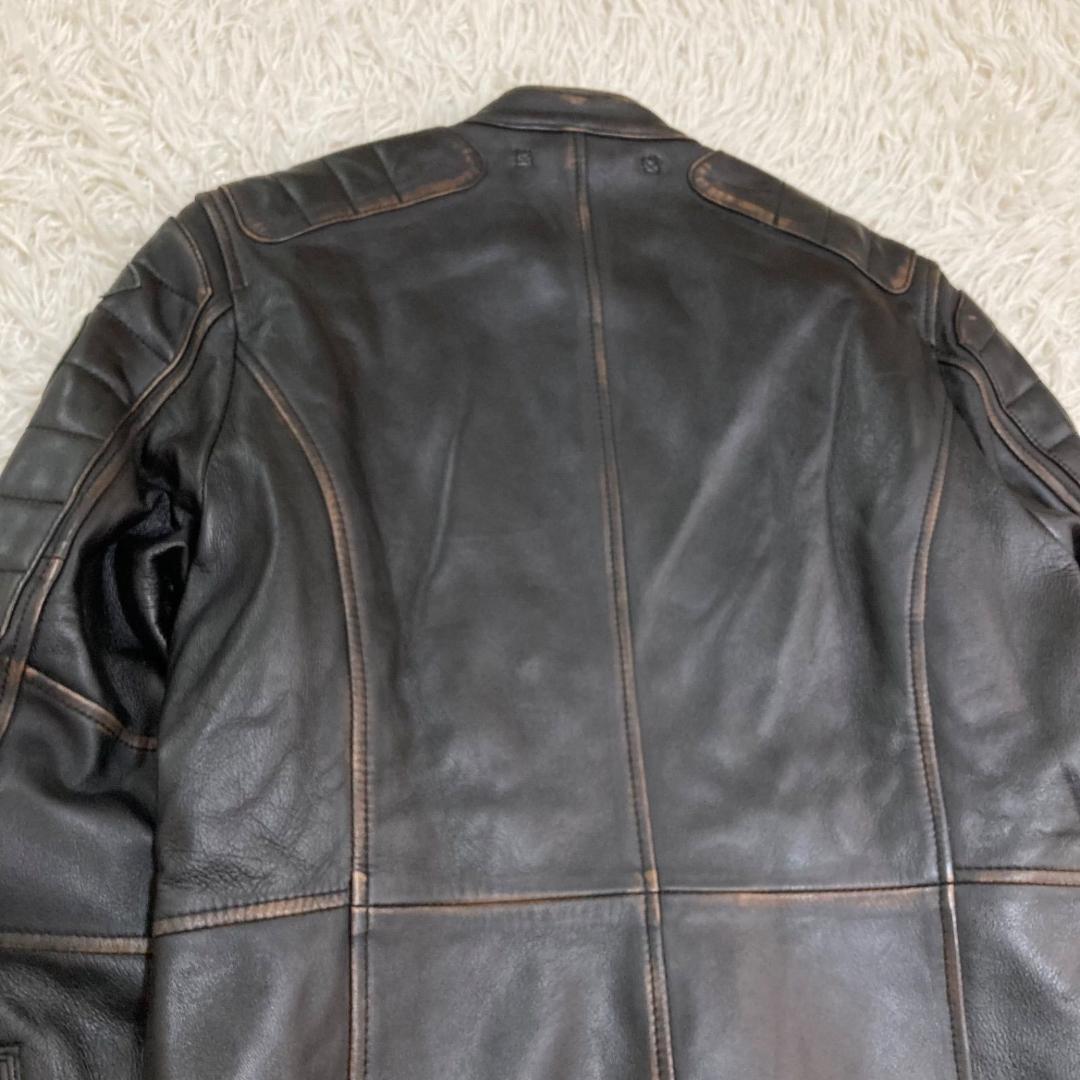 15799✨良品✨アビレックス 茶芯加工 シープスキン ライダースジャケット