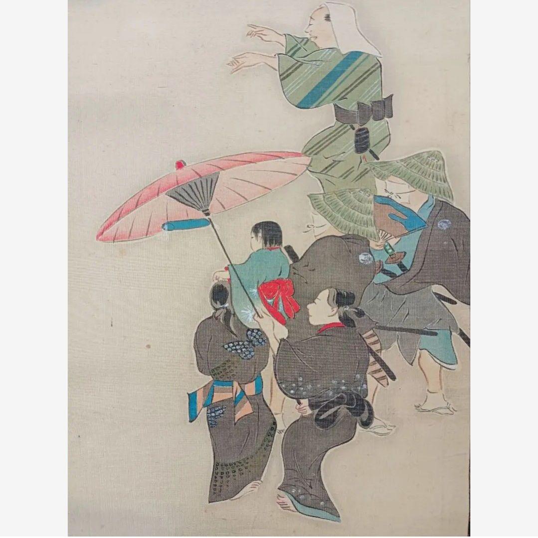【希少】慰霊 盆踊 舞 月夜神楽 絵 掛軸 仏教 日本画美術 骨董品 インテリア