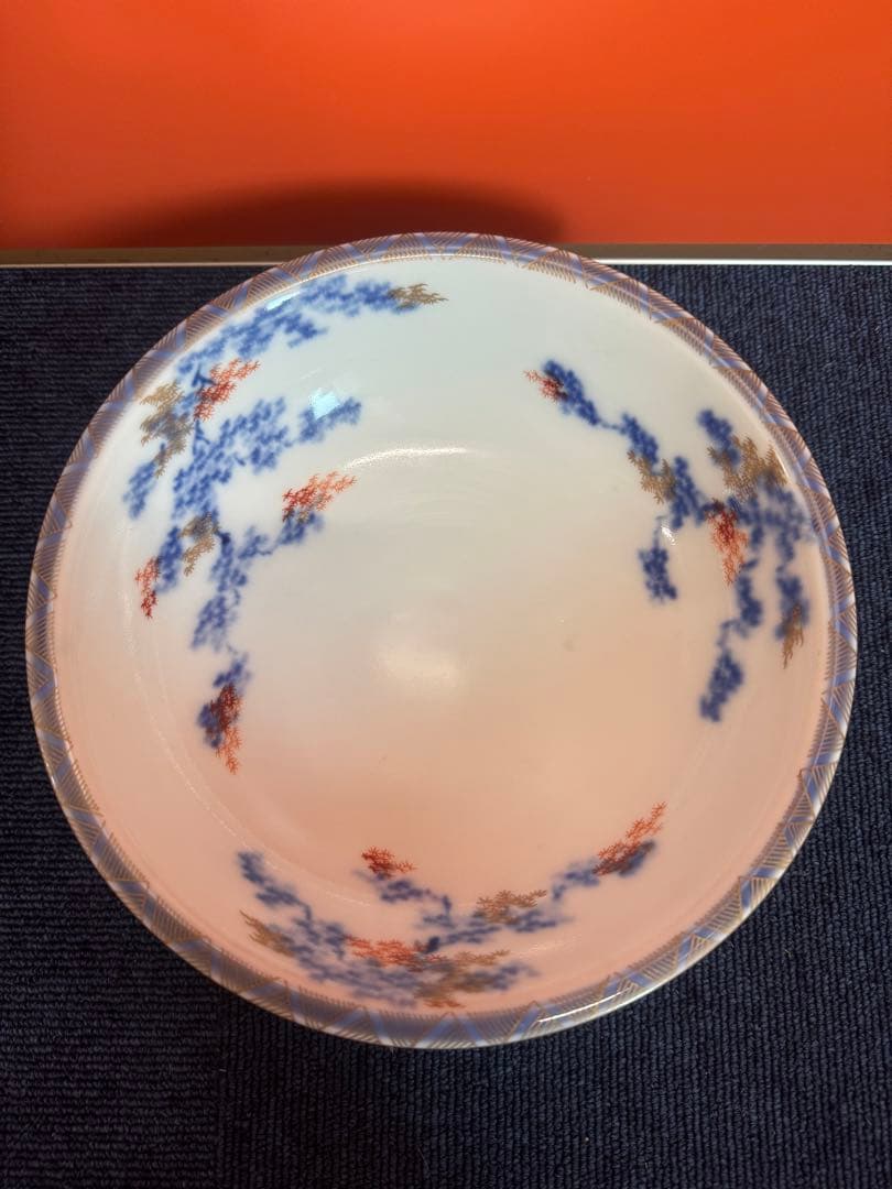 2058 オールド深川製磁　染付紅葉　鉢　時代物
