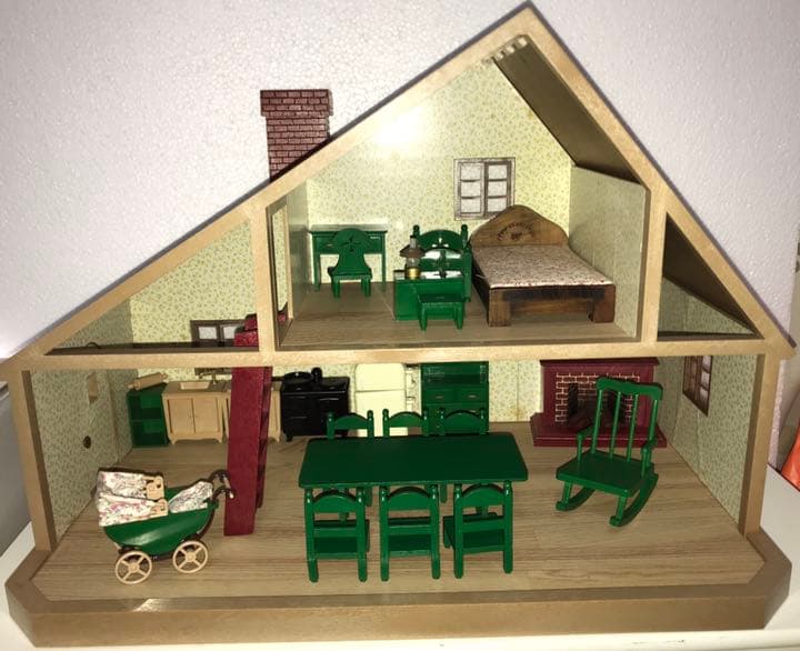 シルバニア　初期　デラックスハウス（はしご付）　家具11点セット