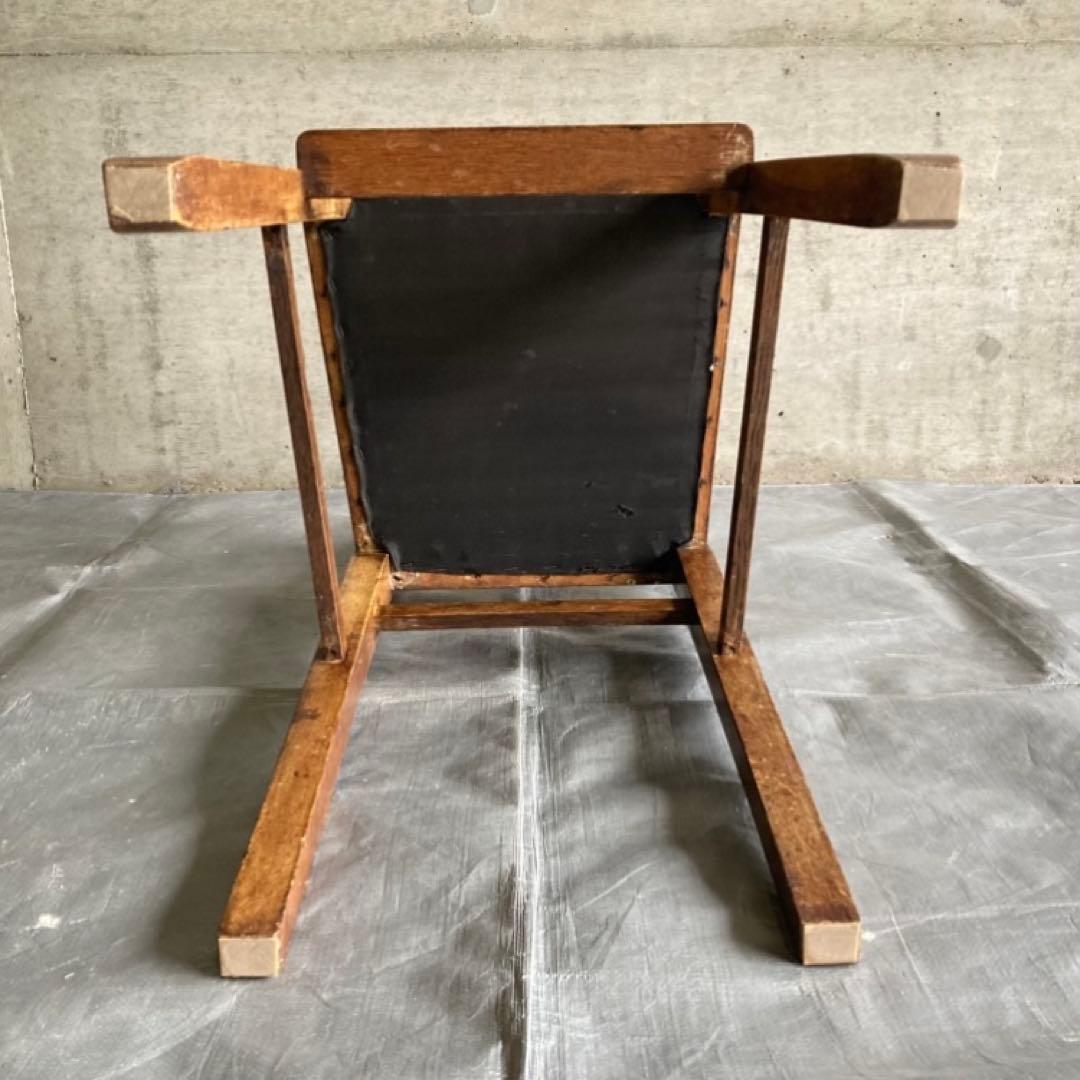 古い味のある子供椅子 ハイチェア 木製 飾り台 緑色 家具 レトロ ヴィンテージ