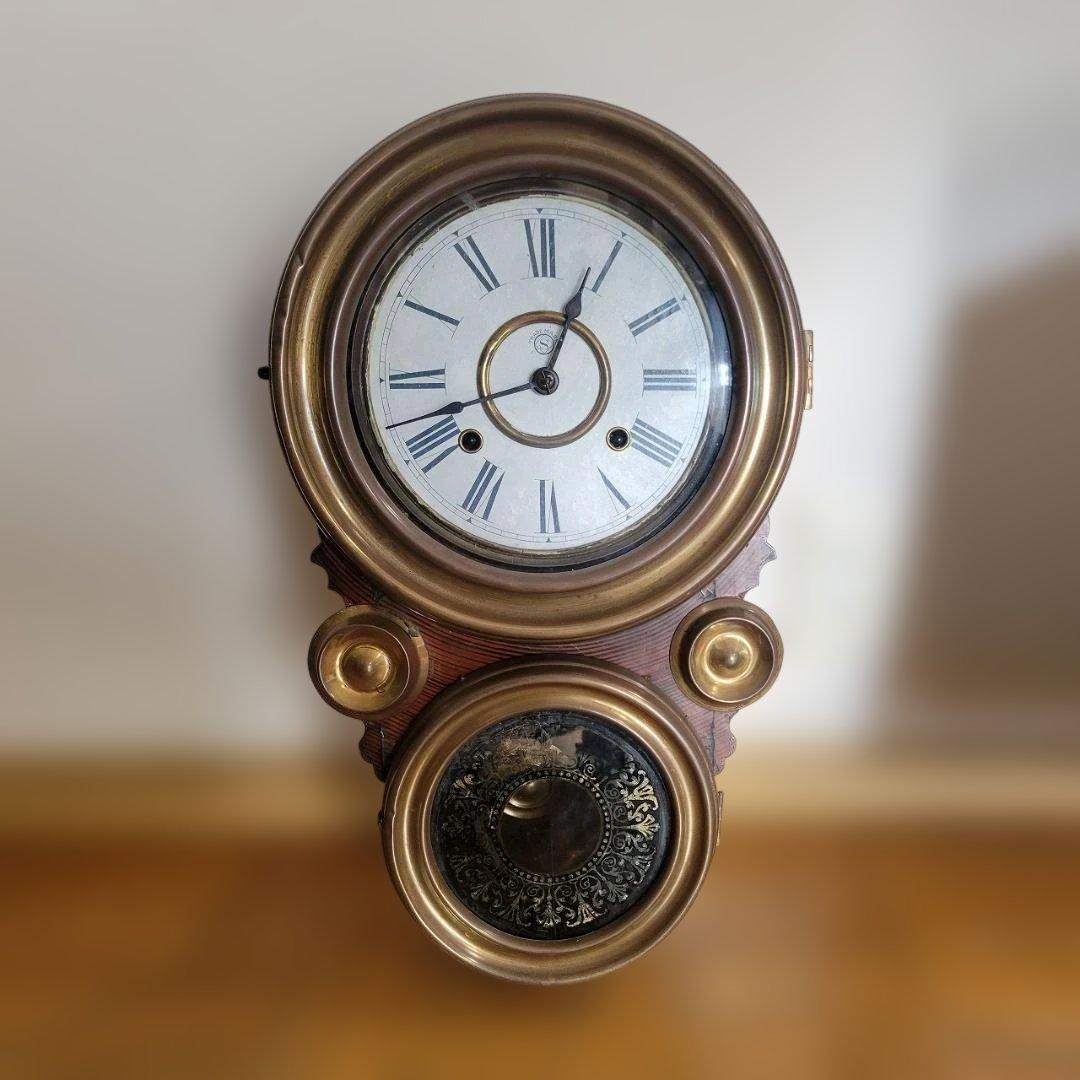 精工舎 掛時計 張り四ツ丸達磨 真鍮枠 明治45年～大正元年頃 ボンボン時計