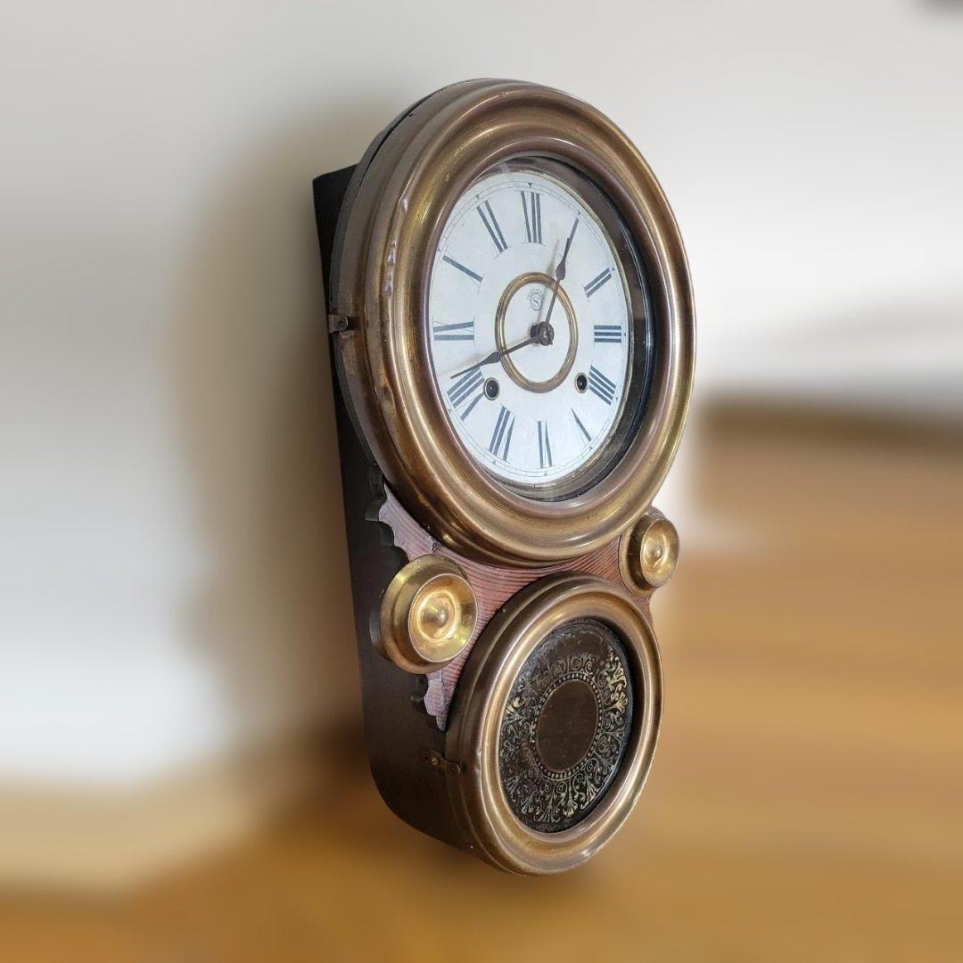 精工舎 掛時計 張り四ツ丸達磨 真鍮枠 明治45年～大正元年頃 ボンボン時計