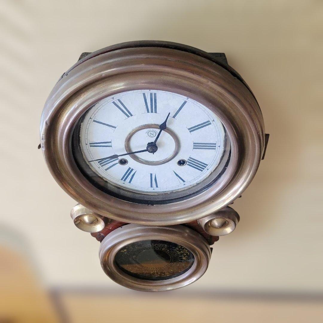 精工舎 掛時計 張り四ツ丸達磨 真鍮枠 明治45年～大正元年頃 ボンボン時計