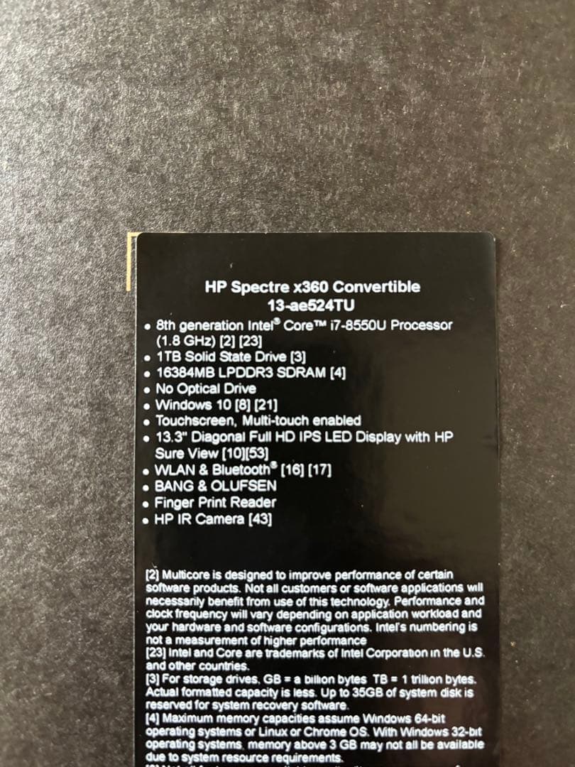 HP Spectre x360 第8世代i7 2in1 1TB 16GB