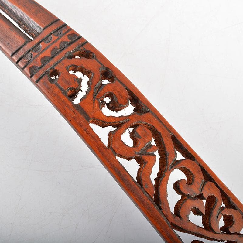 古民芸　古竹製　透かし彫唐草文　柄杓　アイヌ李朝　M　R5953