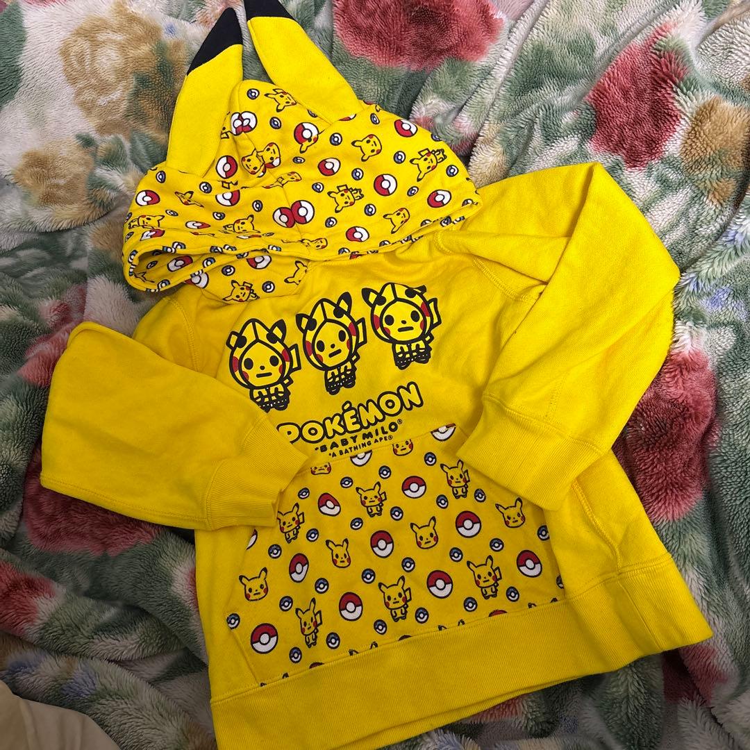 BAPE KIDS☆エイプ☆マイロ☆パーカートレーナー110ポケモン☆ピカチュウ