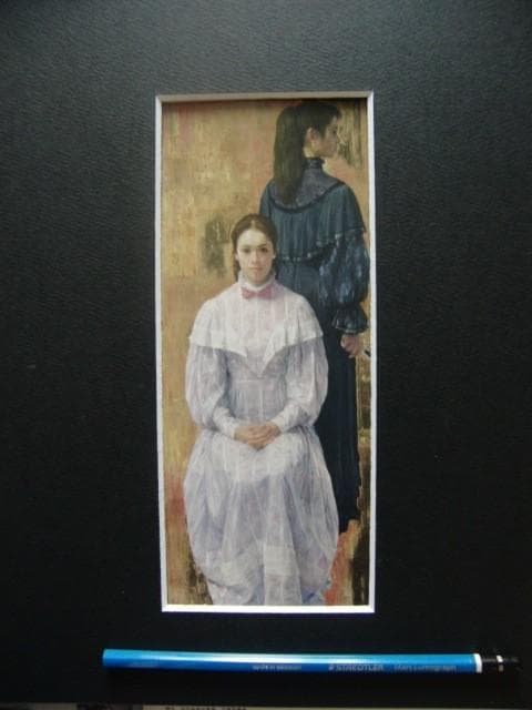 柳沢淑郎【女優二人】希少画集画、状態良好、新品高級額装付