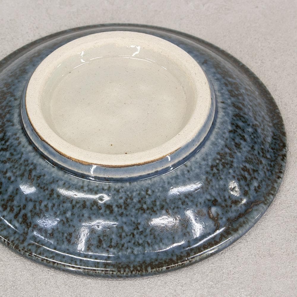 河井久 飾り皿「桔梗文鉢」直径20.5 共箱 河井寛次郎・河井武一に師事 民芸