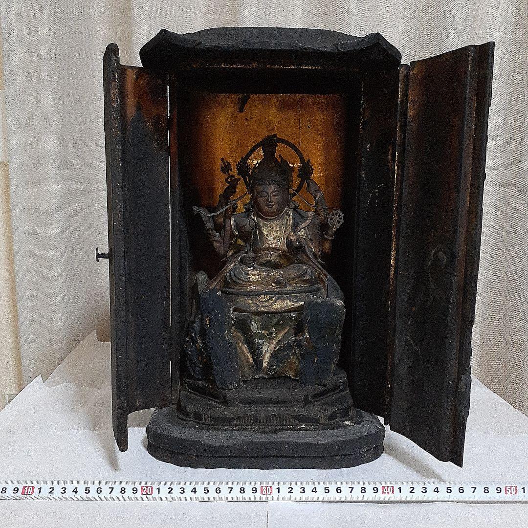 極逸品　鎌倉時代　六臂弁財天　仏像　厨子